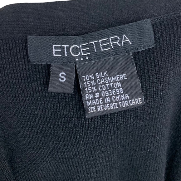 Etcetera Silk Cashmere Cotton Black Soft VNeck Button Front Cardigan Sweater S - Picture 5 of 6